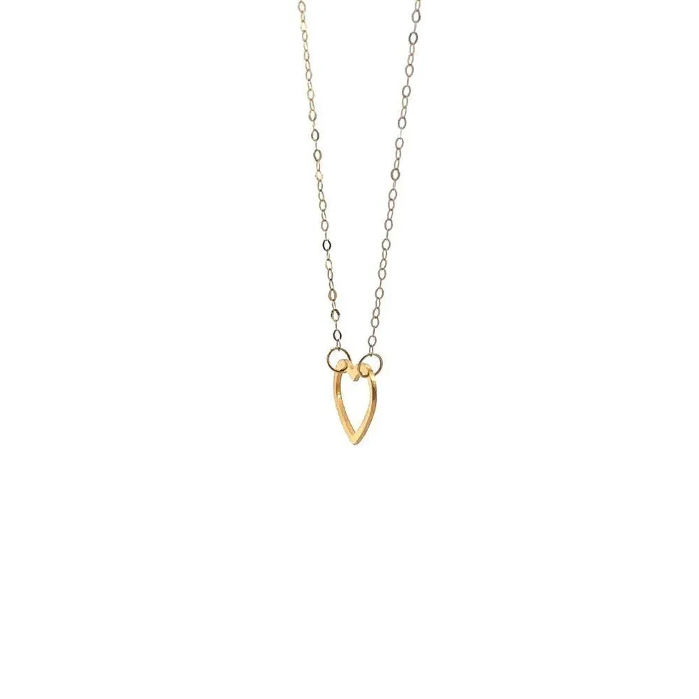 18K Gold Necklace Chain 18 inches Pendant Heart 0.58 grams - Picture 3 of 10